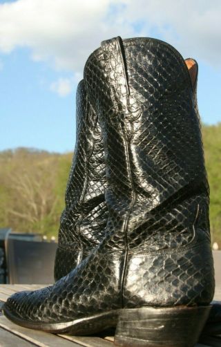 Lucchese Full Anaconda Snake Skin Cowboy Boots Vintage San Antonio Black 10B 12
