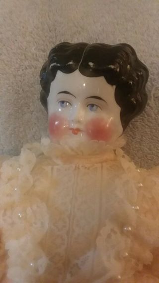 Antique 18 - Inch China Head Doll With Provenance And Unusual Side - Glancing Eyes