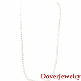 Estate Pearl 14k Yellow Gold Long Necklace 46.  1 Grams Nr