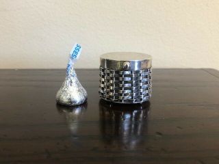 Vintage Basket Weave Sterling Silver Pill Box.  Mexico