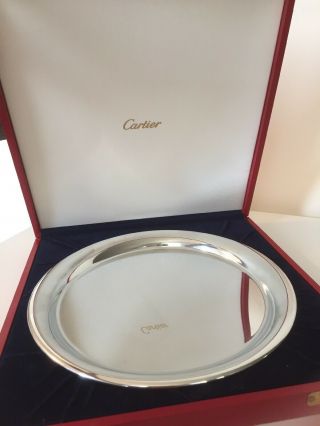 Cartier Silver Plate Serving Tray 11 " Diameter With Cover & Box
