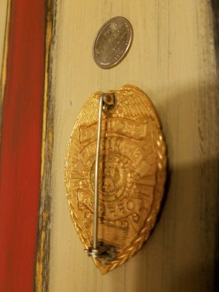 Vintage Obsolete Security Officer Badge Pin,  Gold, 2