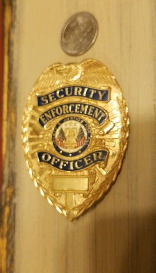 Vintage Obsolete Security Officer Badge Pin,  Gold, 3