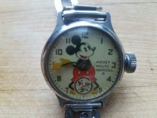 Vintage Disney 1930s Ingersoll Mickey Mouse Wrist Watch W Band