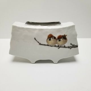 Ikebana Vase Pottery Japan Petite Birds Branch Mid Century Vintage 6
