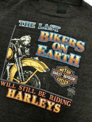 Vintage 80s Harley Davidson 3d Emblem 1985 Last Bikers On Earth Size Xl Usa