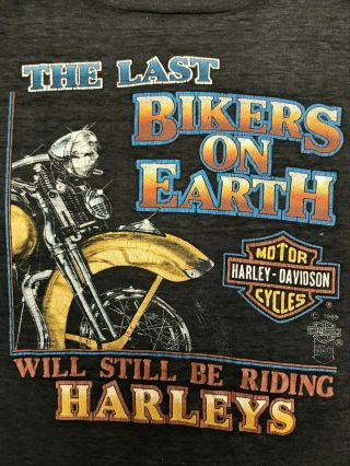 Vintage 80s Harley Davidson 3D emblem 1985 LAST BIKERS ON EARTH SIZE XL USA 4