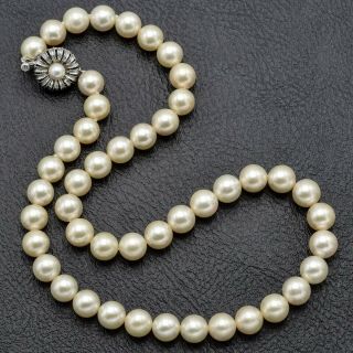Vintage Sterling Silver Sea Pearl Single - Strand Necklace 47.  3 G 17 Inches