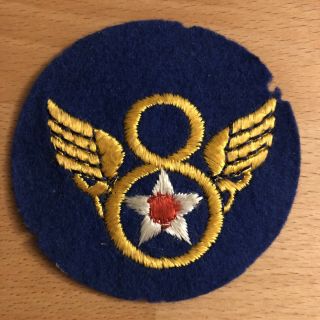 Vintage Wwii 8th Army Air Force Aaf Wool Felt Stubby Wings Round Patch