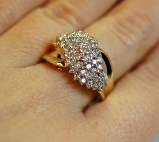 Vintage Diamond 1.  02 Ct Cluster Ring 14k Yellow Gold Fn Sterling For Women 
