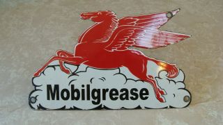 Vintage Mobilgrease Gasoline Service Station Porcelain Pump Plate Sign