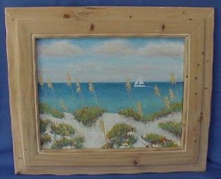 Vtg.  Seascape Oil Painting Sailboat Ocean Dunes Artist Signed Gary Mack Florida