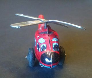 Vintage Tin Litho Friction ER Helicopter Toy Made in Japan 3