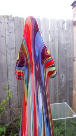 Murano Designer Hand Blown Glass Sculpture Large Vase Art Multi Color Italy Rare 8