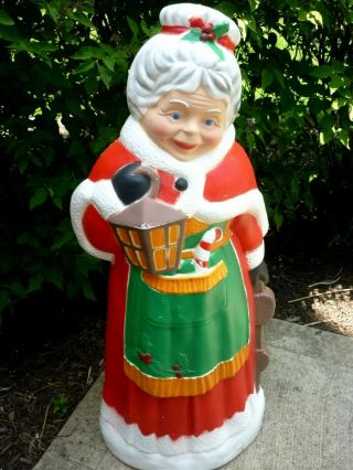 Htf Tpi Mrs Claus Blow Mold Vintage Lighted Plastic Chistmas