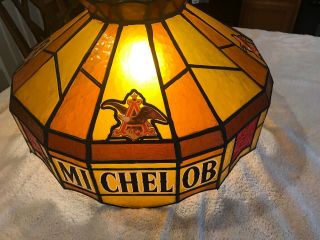 Vintage Hanging Stained Plastic Bar Pool Table Game Room Michelob Dry Beer Light