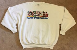 Disney Mickey Mouse Holidays Vintage White Graphic Sweatshirt Men 