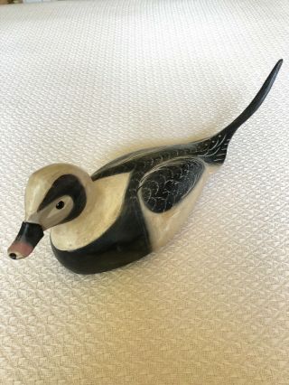 Vintage Jimmy Bowden Signed/stamped Hand Carved Wooden Duck Decoy