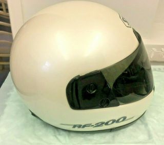 Vintage WHITE SHOEI Motorcycle Racing Helmet RF - 200 w/visor Size L Large GREAT 4