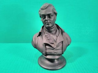 Old Antique Pottery 19th C.  Wedgwood Black Basalt Bust Of Poet Robert Burns