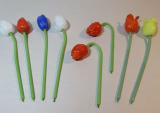 8 Antique Blown Glass Tulips c 1920 ' s Germany 3