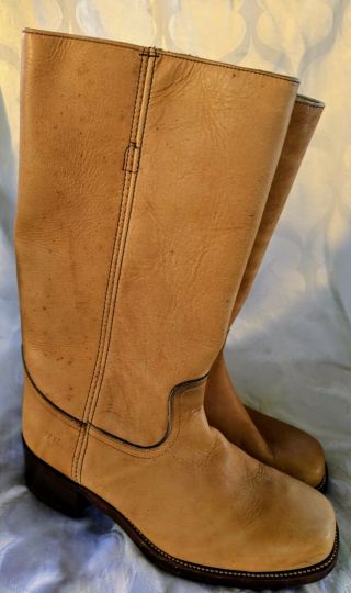 Vintage Retro Frye Campus Boots Tan Light Brown Size 10.  5 Usa Made