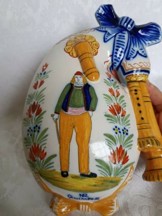 Antique Henriot QUIMPER Large Wall Pockets/Vases Bagpipe French Faience Breton 3