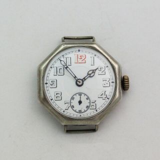 Vintage Sterling Silver Wire Lug 32.  5mm Octagonal Ph.  Wolf Trench Watch
