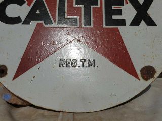 Rare Vintage 1930 ' s Old Antique Caltex Oil Porcelain Enamel Sign Board 4