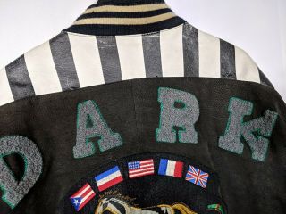 Vtg Varsity Letterman Jacket sz L 80s Dark Horse Hanski Rare Leather Patches 4