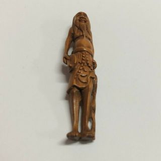19th Japanese Handmade Boxwood Wood Netsuke " Beggar Needy Man " Figurine Carvin