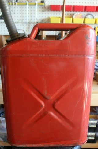 Vintage Red Jerry Gas Can,  5 Gallon with Spout 4