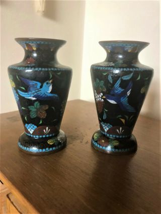 Small Antique Japanese Cloisonne Vases