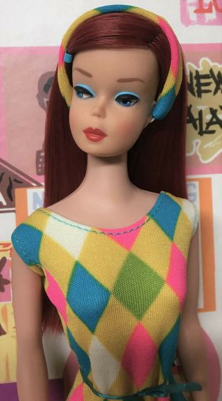 Yes it ' s Vintage Ruby Red Long Hair Color Magic Side Part Barbie Doll byApril 5
