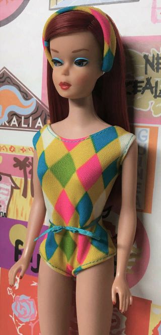 Yes it ' s Vintage Ruby Red Long Hair Color Magic Side Part Barbie Doll byApril 9