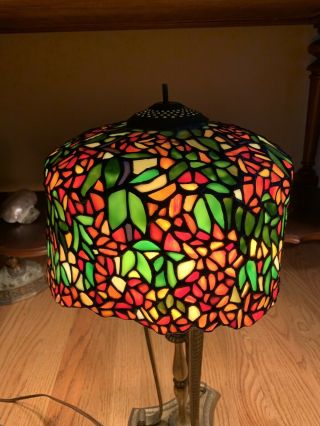 Vintage Leaded Slag Glass Lamp Shade Handel Style 11” Colors 3