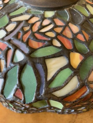 Vintage Leaded Slag Glass Lamp Shade Handel Style 11” Colors 7