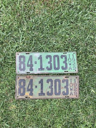 Vintage 1929 Iowa License Plates Green & Black Rat Rod