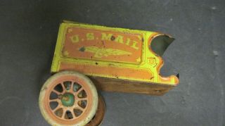 Antique Tin Toy Us Mail Horse - Drawn Wagon