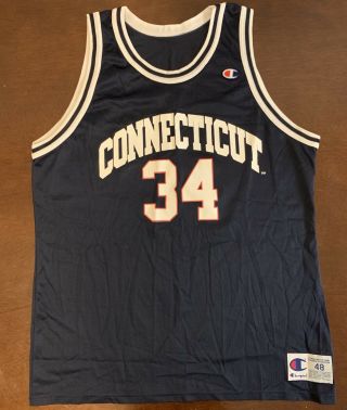 Rare Vintage Champion Ray Allen Uconn Connecticut Huskies Basketball Jersey