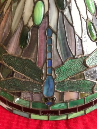 Vintage Dragonfly Design Tiffani Style Stained Glass Lampshade 21 Inches 3