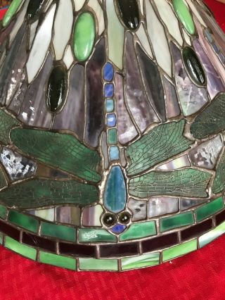 Vintage Dragonfly Design Tiffani Style Stained Glass Lampshade 21 Inches 4