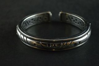 Vintage Sterling Silver Decorative Cuff Bracelet - 58.  8g