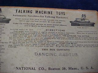 Rare Orig Boxed Vintage Gramophone Accessory Dancing Rastus Talking Machine Toys 2