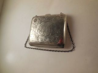 Antique Vintage Sterling Silver Ladies Dance / Purse With Compact Mirror