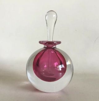 Vtg Signed Mary Angus Glass Perfume Bottle Art Glass 1978 5 " Tall Rose Pink