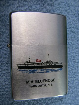 Vintage Zippo Lighter M V Bluenose Ship Yarmouth N S Canada Advertisement