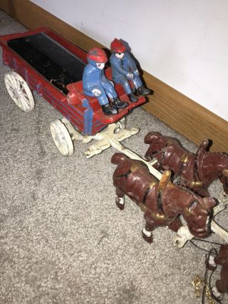 Vintage Cast Iron Budweiser Clydesdale Wagon.  Beer Wagon 2