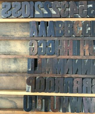 Vintage Wood Letterpress Print Type Block 96 Letter Number Punctuation 1 11/16 