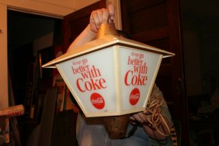 Vintage c.  1960 Coca Cola Fishtail Soda Pop Revolving Lighted 4 Sided Sign 10